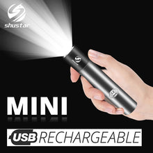 이미지를 갤러리 뷰어에 로드 , USB 충전식 미니 LED 손전등 3 조명 모드 방수 토치 망원경 줌 세련된 휴대용 정장 밤 조명