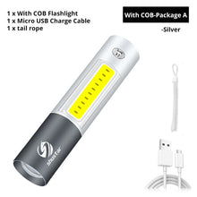 이미지를 갤러리 뷰어에 로드 , USB 충전식 미니 LED 손전등 3 조명 모드 방수 토치 망원경 줌 세련된 휴대용 정장 밤 조명