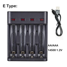 이미지를 갤러리 뷰어에 로드 , USB 충전식 배터리 충전기 18650 14500 AA AAA 1.2V 3.7V 리튬 이온 고속 1/2/3 포트 슬롯 18350 배터리 충전