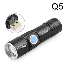 이미지를 갤러리 뷰어에 로드 , Goodland USB LED 손전등 충전식 LED 토치 라이트 Lanterna T6 고성능 배터리 랜턴 전술 손전등 자전거

