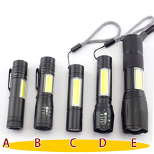 이미지를 갤러리 뷰어에 로드 , 미니 강력한 2 손전등 COB Q5 USB 충전식 linterna 작업 플래시 라이트 토치 램프 배터리 낚시 캠핑 linternas

