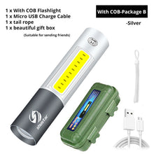 이미지를 갤러리 뷰어에 로드 , USB 충전식 미니 LED 손전등 3 조명 모드 방수 토치 망원경 줌 세련된 휴대용 정장 밤 조명

