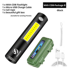 이미지를 갤러리 뷰어에 로드 , USB 충전식 미니 LED 손전등 3 조명 모드 방수 토치 망원경 줌 세련된 휴대용 정장 밤 조명
