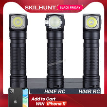이미지를 갤러리 뷰어에 로드 , Skilhunt H04 H04R H04F RC 1200 루멘 두 사용자 정의 UI USB 자기 충전식 LED 손전등 사냥 캠핑 + 머리띠
